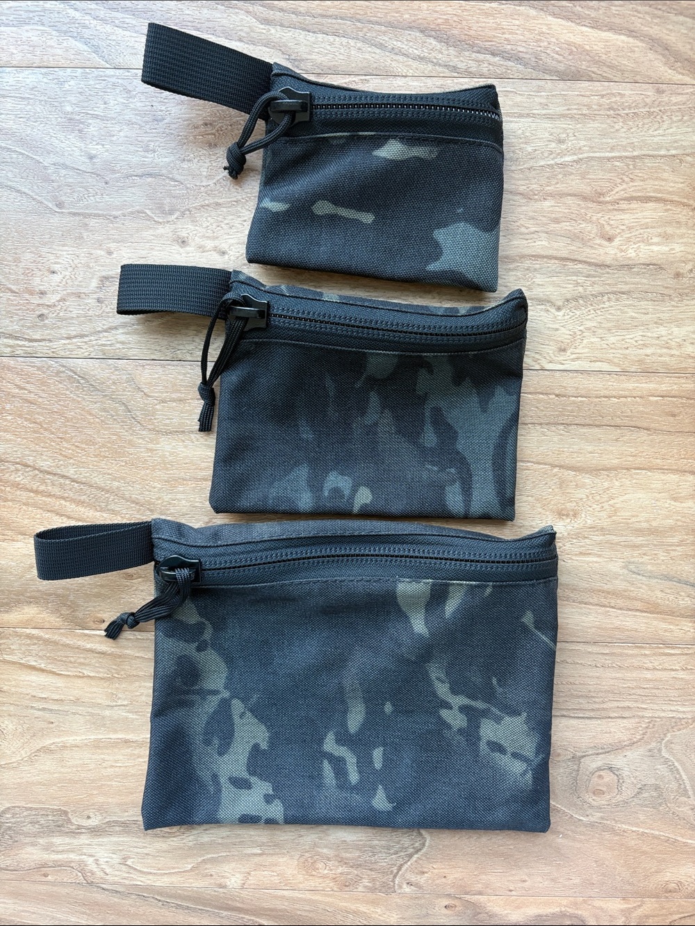 Recycled Firefighter Truckie Black Camo Zip Pouch Set